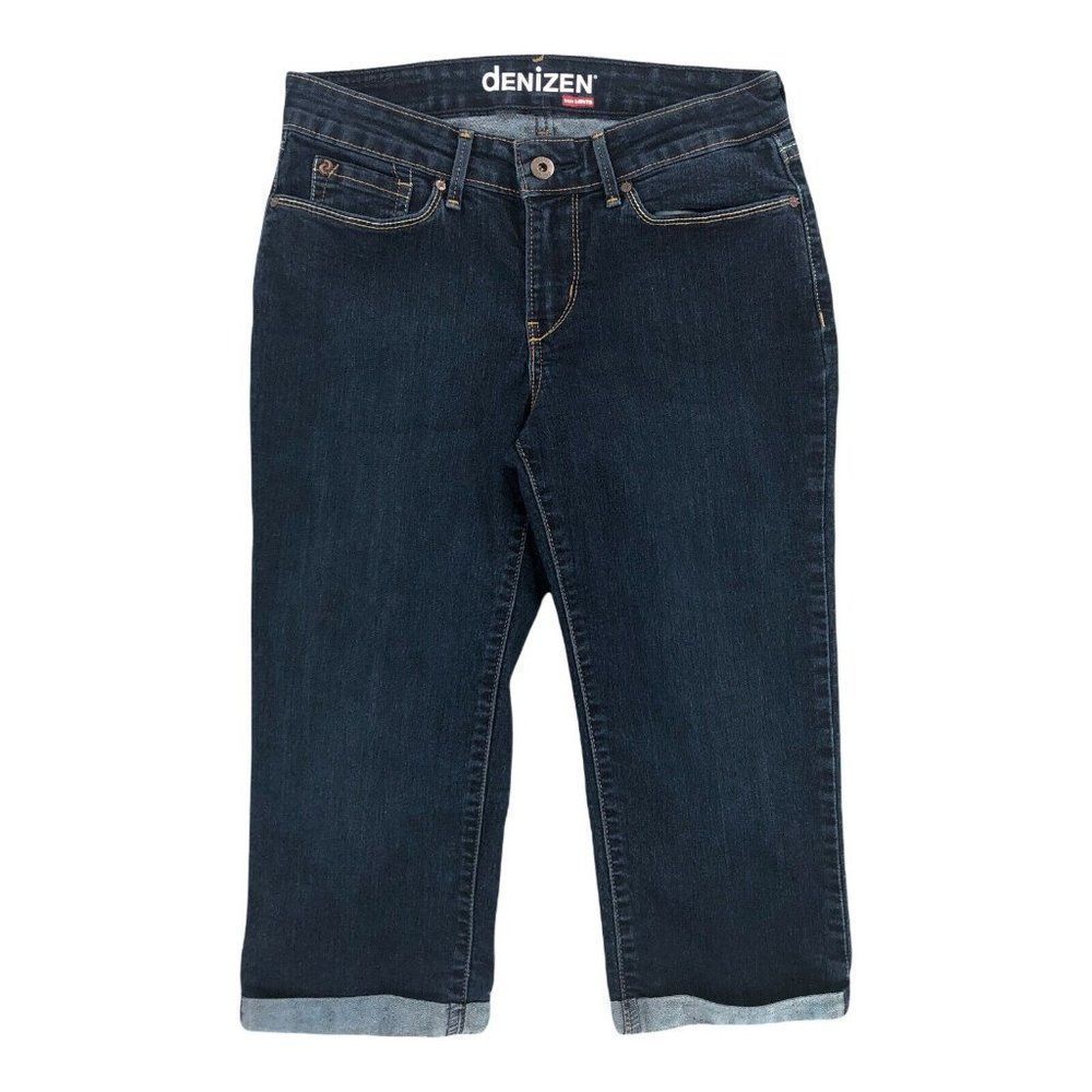 Denizen by Levis Womens Skimmer 4 Blue Shorts Bermuda Denim Dark Cuffed Mid Rise